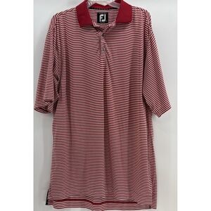 FootJoy ProDry Lisle Men's Shirt Large Golf Polo  Red/White Striped Wicking